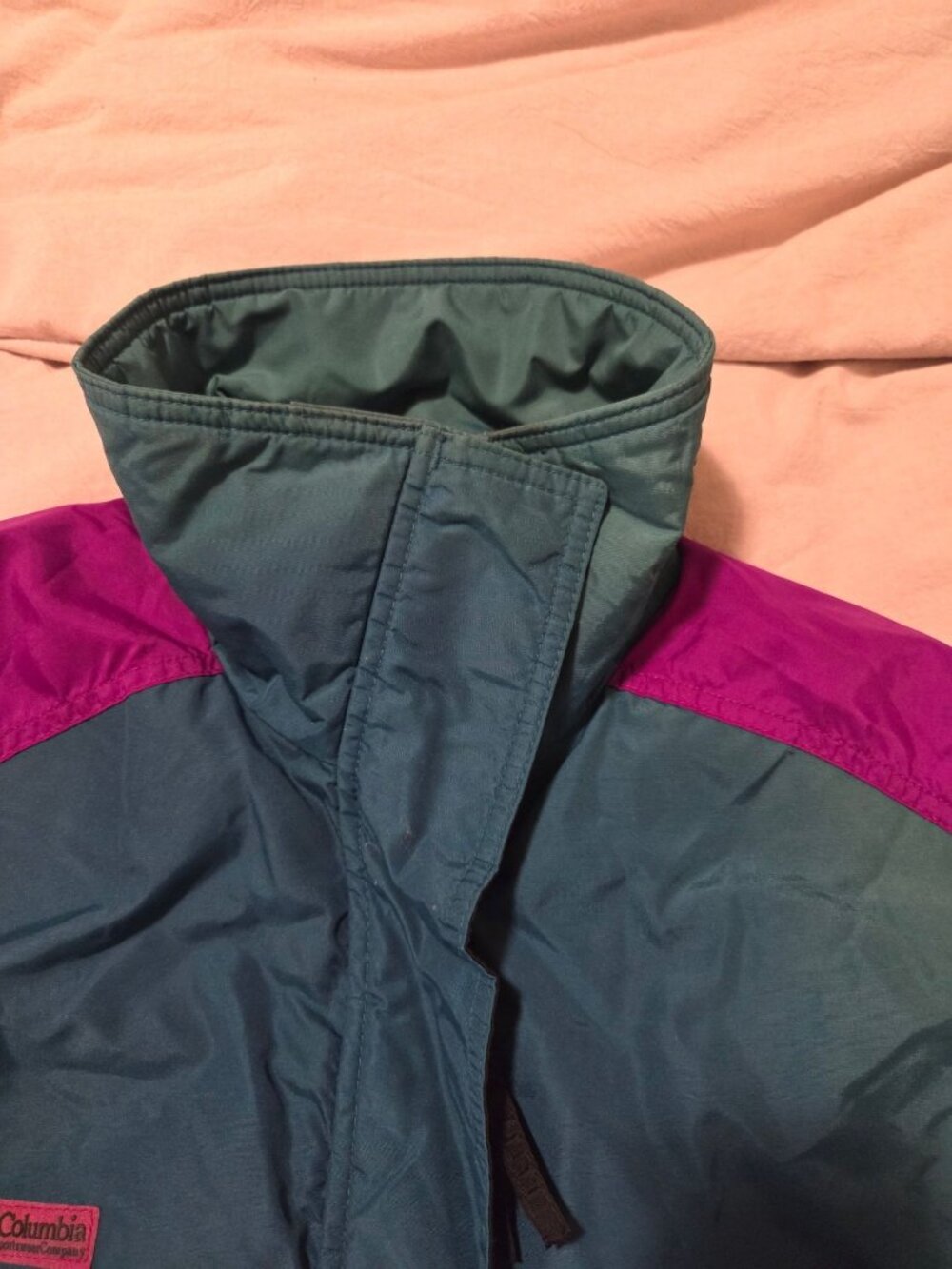 VTG 90's Columbia Womens Ski Jacket M Powder Keg Teal Purple Retro Colorblock - Picture 10 of 12